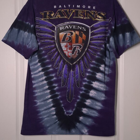 Baltimore Ravens Helmet USED Shirt (L, Purple Tie-Dye, Football, Majestic) - Picture 8 of 8
